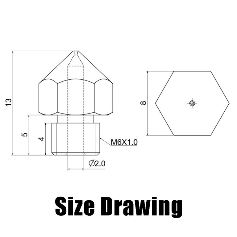 0.8mm B-SERIES PREMIUM Aço Endurecido Hardened Steel Nozzle MK8  - AIMSOAR - Image 7