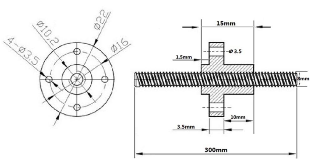 250mm Varão trapezoidal T8 Lead Passo 2mm Pitch 2mm ( lead screw ) - AIMSOAR - Image 5