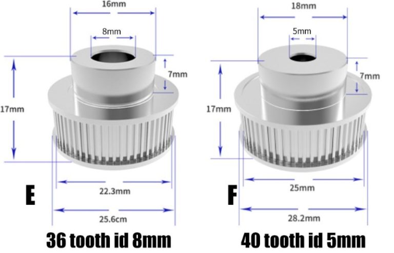 Polia para Correia 6mm GT2 40 Dentes 17mm 5mm Furo Alumínio ( GT2 timing belt pulley) - AIMSOAR - Image 2