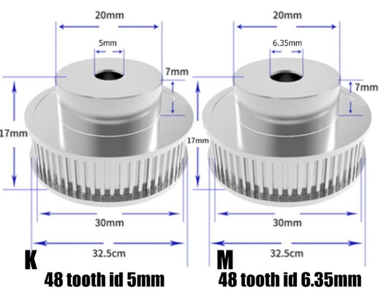 Polia para Correia 6mm GT2 48 Dentes 17mm 5mm Furo Alumínio ( GT2 timing belt pulley) - AIMSOAR - Image 2