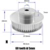 Polia para Correia 6mm GT2 60 Dentes 18mm 5mm Furo Alumínio ( GT2 timing belt pulley) - AIMSOAR - Image 2