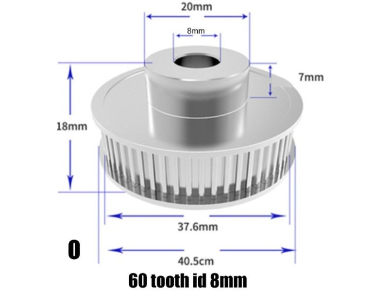 Polia para Correia 6mm GT2 60 Dentes 18mm 8mm Furo Alumínio ( GT2 timing belt pulley) - AIMSOAR - Image 2