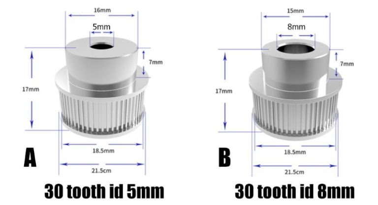 Polia para Correia 6mm GT2 30 Dentes 17mm 5mm Furo Alumínio ( GT2 timing belt pulley) - AIMSOAR - Image 2