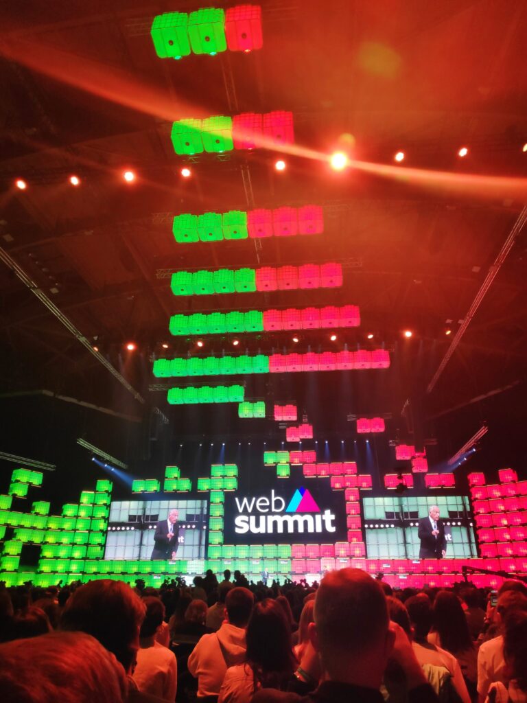 Websummit main stage with president of Portugal (Marcelo rebelo de sousa) presenting