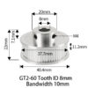 Polia para Correia 10mm GT2 60 Dentes 22mm 8mm Furo Alumínio ( GT2 timing belt pulley) - AIMSOAR - Image 2