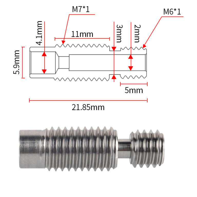 Heat Break V6 TITÂNIO TC4 Clone ALL METAL ( Heatbreak titanium alloy V6 remote throat compatível com E3D V6 ) - AIMSOAR - Image 3