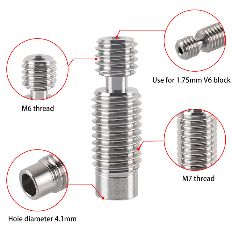 Heat Break V6 TITÂNIO TC4 Clone ALL METAL ( Heatbreak titanium alloy V6 remote throat compatível com E3D V6 ) - AIMSOAR - Image 2