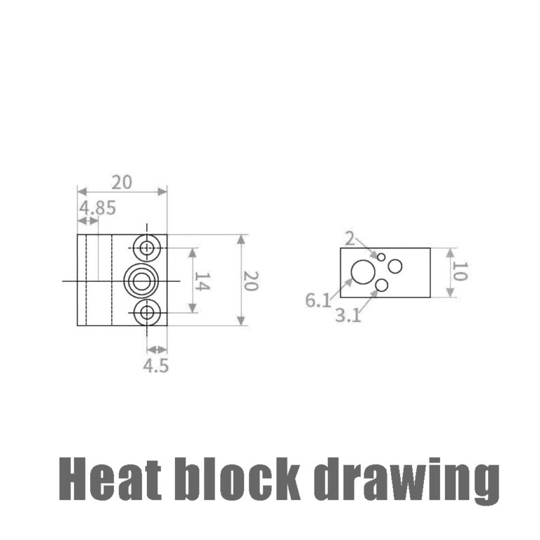 Heat Block de Alumínio para CR10S 20X20X10mm  ( Heatblock bloco de aquecimento  ) - AIMSOAR - Image 2
