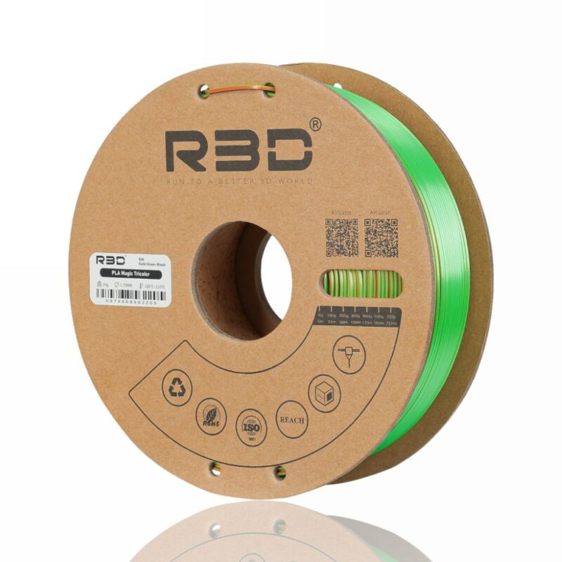 R3D PLA evolt portugal espana filamento impressao 3d gold green black