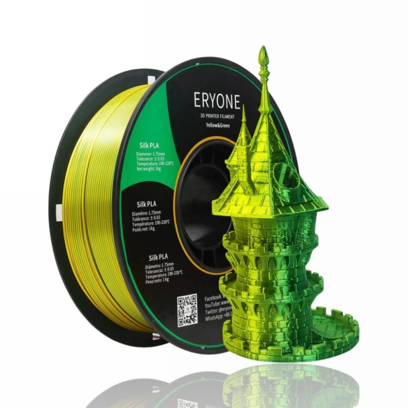 pla silk dual color eryone yellow green evolt portugal espana filamento impressao 3d