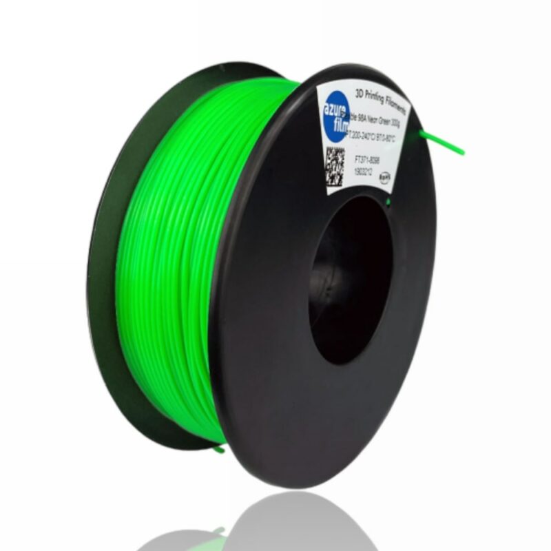 TPU Hardness 98A Neon Green Azurefilm evolt portugal espana filamento impressao 3d