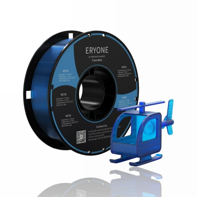 petg transparent blue eryone-evolt portugal espana filamento impressao 3d