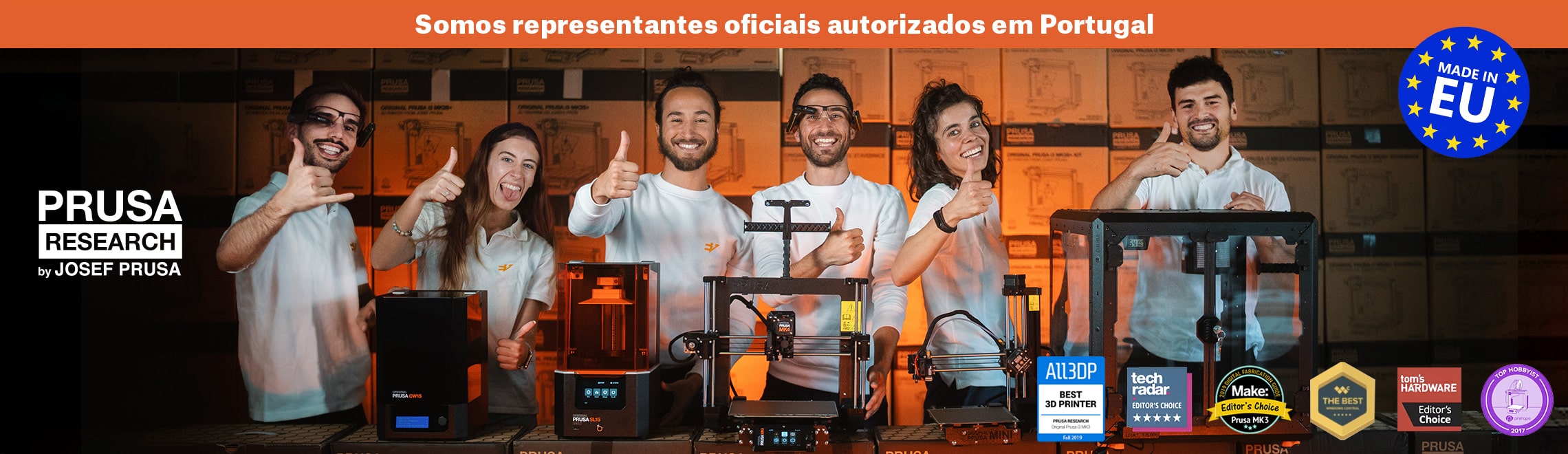 Banner da equipa evolt, revendedores da marca de impressão 3D PRUSA em Portugal