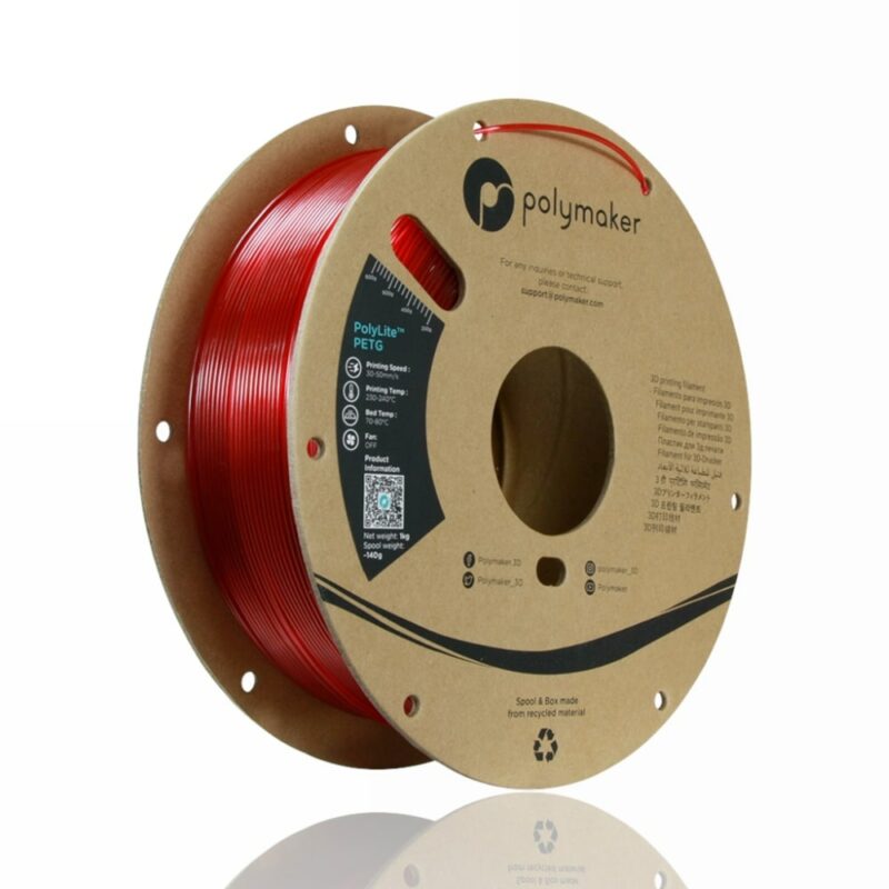 polymaker polylite petg translucent red evolt portugal espana filamento impressao 3d