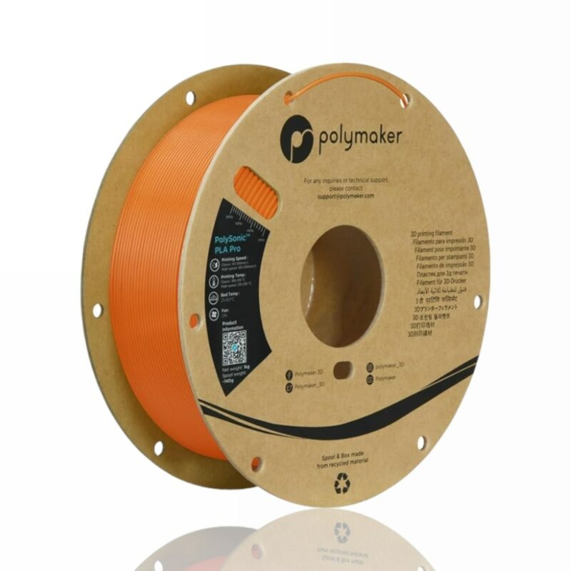 pla polysonic pro polymaker evolt portugal espana filamento impressao 3d orange