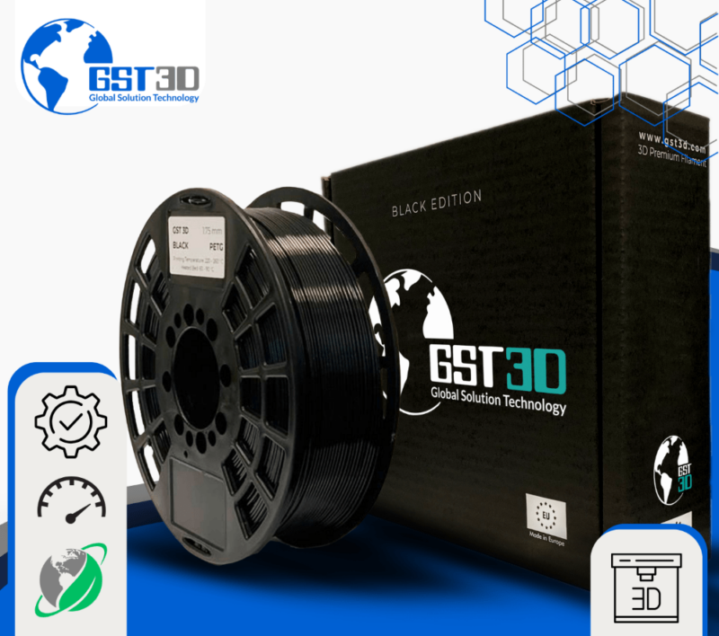 PETG gst3d evolt portugal espana filamento impressao 3d BLACK