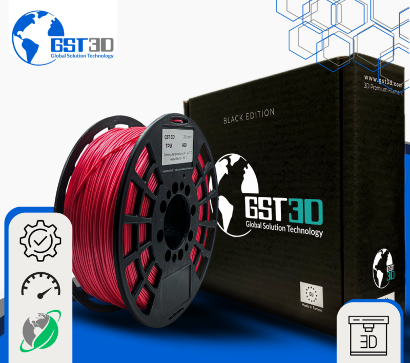 RED TPU gst3d evolt portugal espana filamento impressao 3d