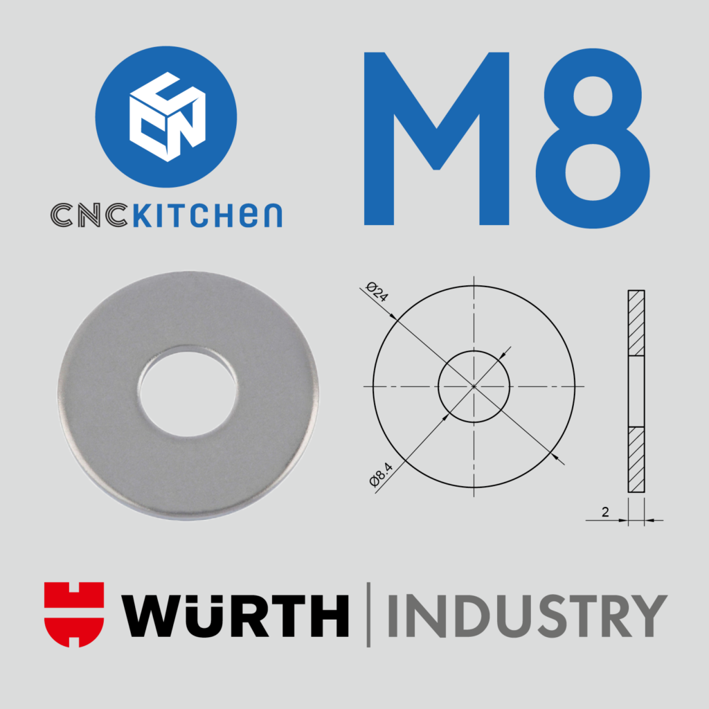 50 Anilhas aba larga M8 Large Washers - CNC Kitchen