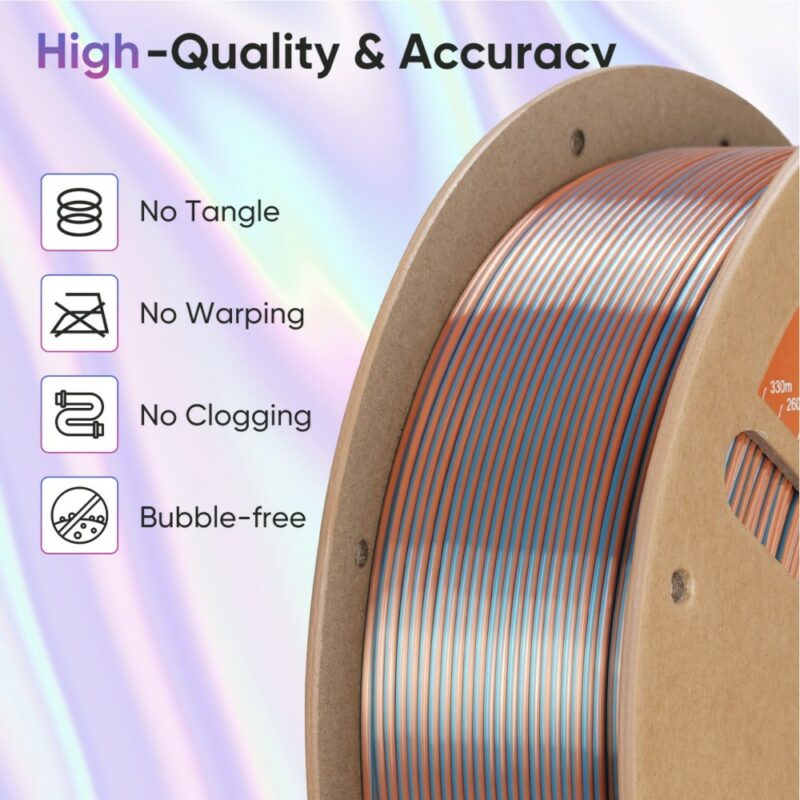 PLA Hyper Speed Silk Quadruple Color 1kg Emerald Athene (Silver, Rose Gold, Emerald Green and Wine Red) - ERYONE - Image 5