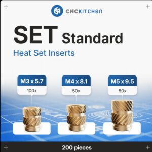 Head Set Inserts Standard (M3x5.7, M4x8.1 and M5x9.5) (200 pcs)  – CNC Kitchen
