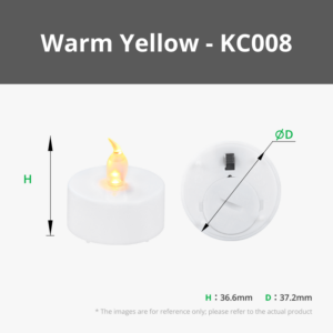 D37.2×36.6mm LED Flame Tea Light Candle Set (12pcs) Warm Yellow (KC008) – Bambu Lab